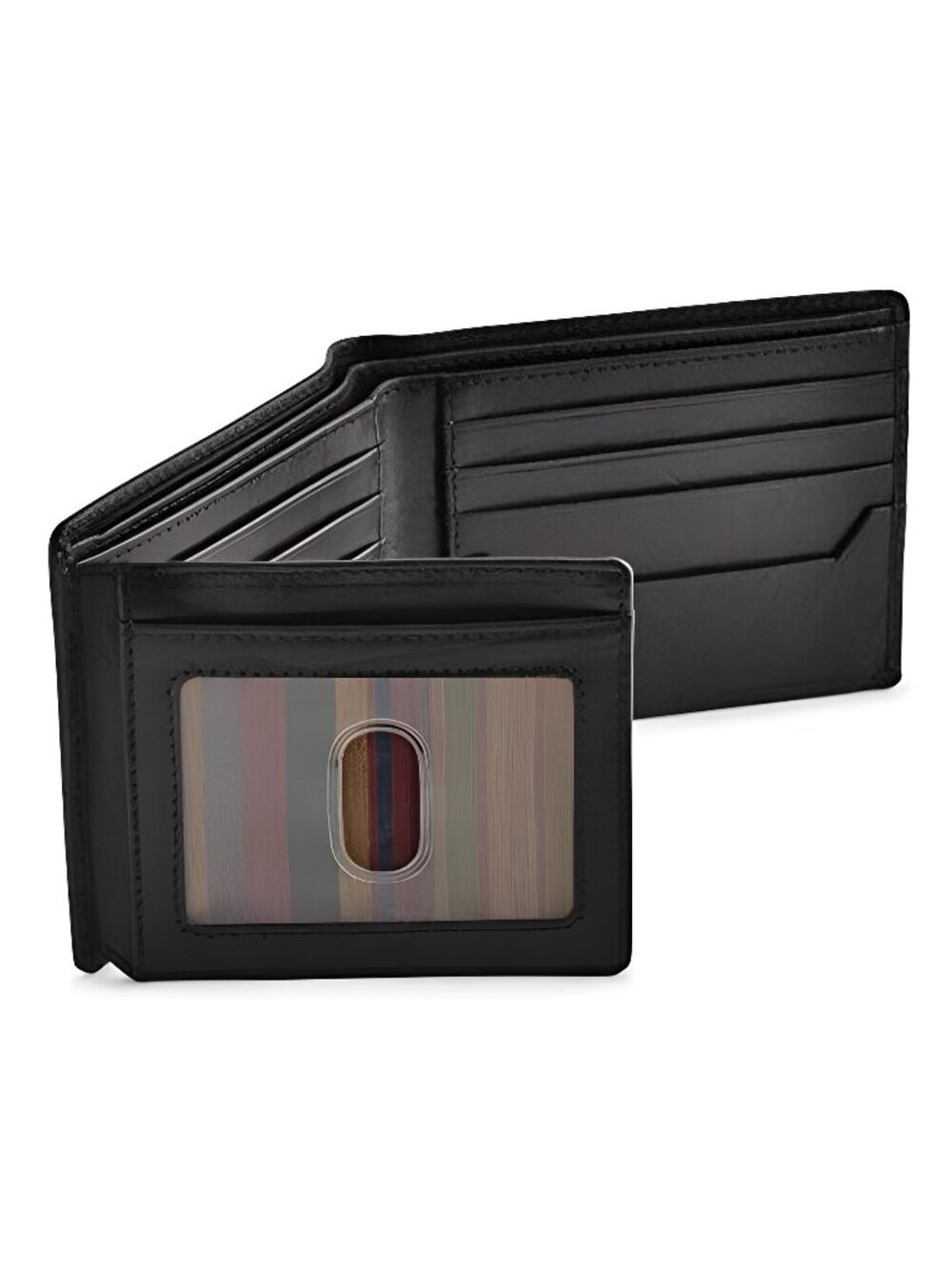 Black Leather Wallet for Men with RFID Blocking
